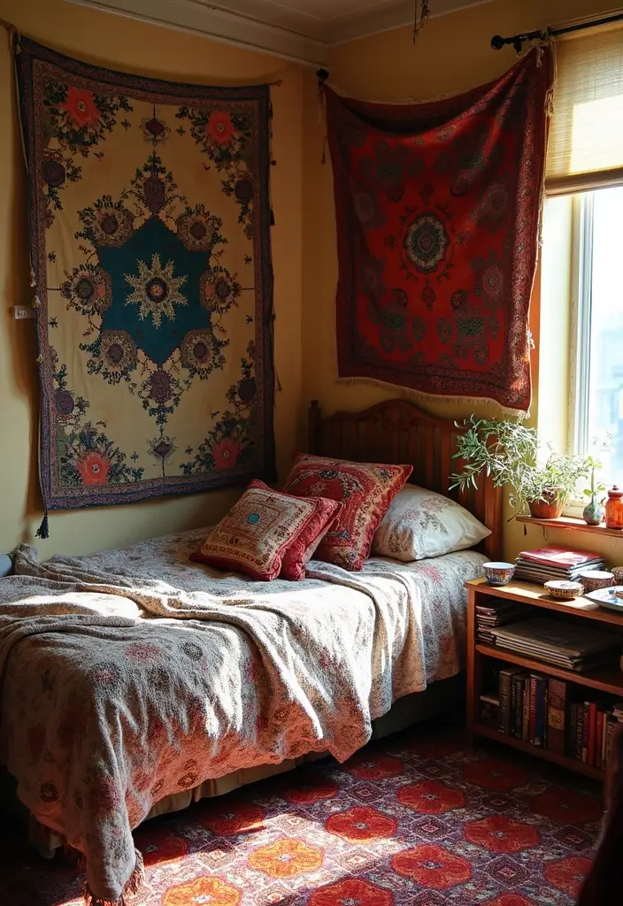 30 Cool Girl Bedroom Ideas That Radiate Personality - 4. Bohemian Textiles Galore