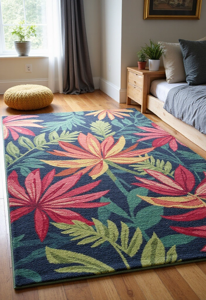 30 Jungle Bedroom Ideas for Adults That Bring Nature Indoors - 10. Statement Rugs