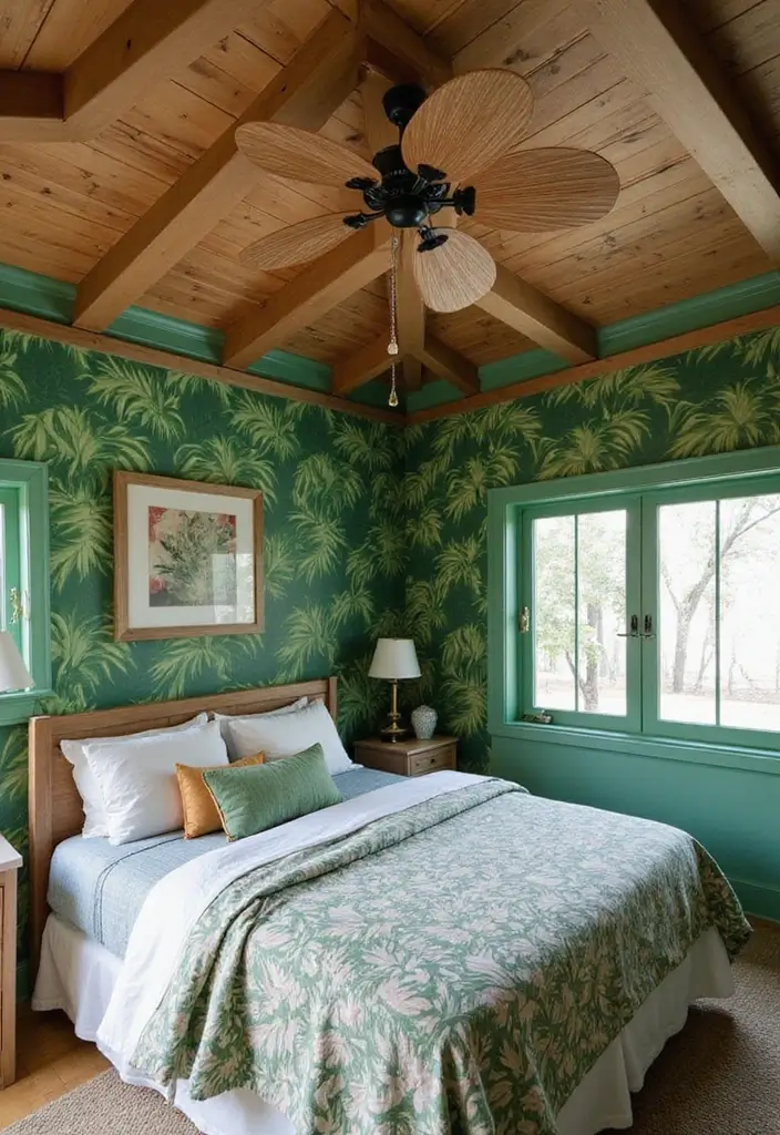30 Jungle Bedroom Ideas for Adults That Bring Nature Indoors - 17. Tropical Ceiling Designs