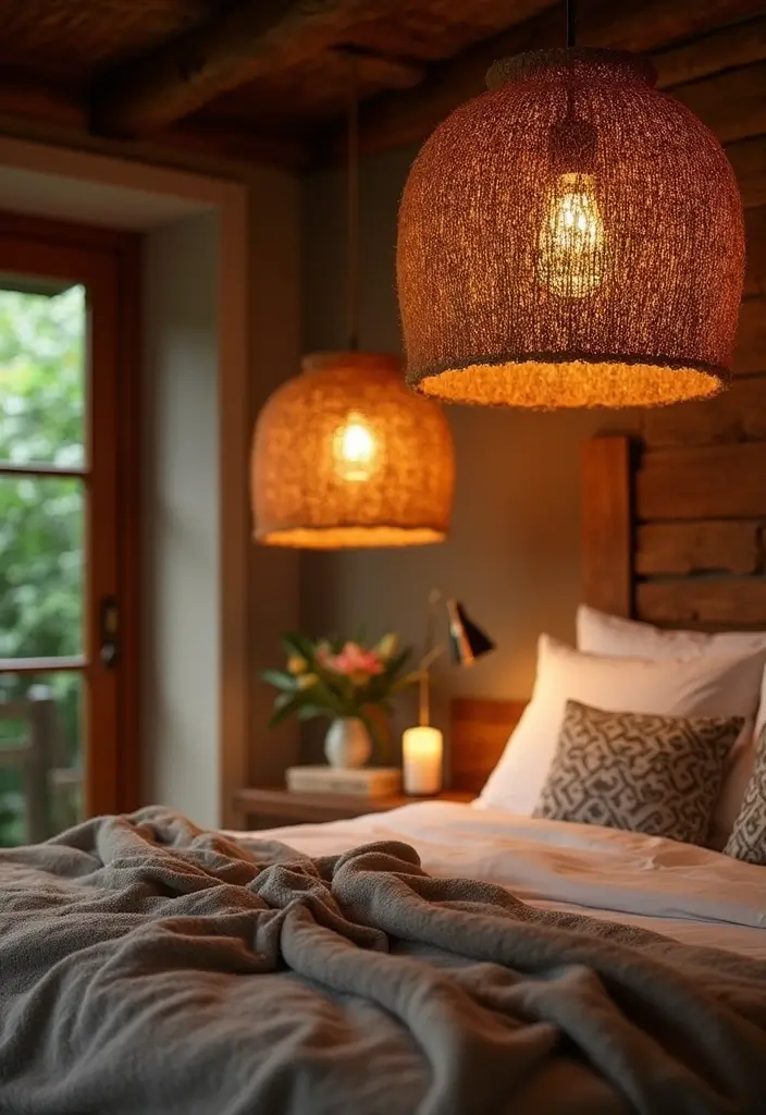 30 Jungle Bedroom Ideas for Adults That Bring Nature Indoors - 6. Exotic Lighting Solutions