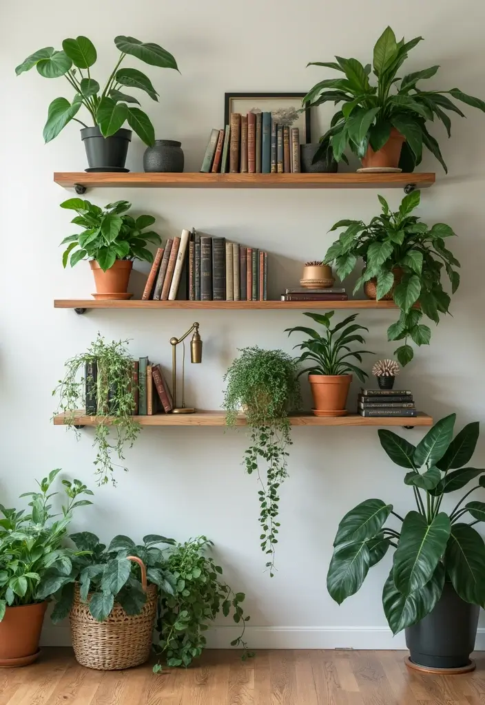 30 Jungle Bedroom Ideas for Adults That Bring Nature Indoors - 7. Decorative Shelving