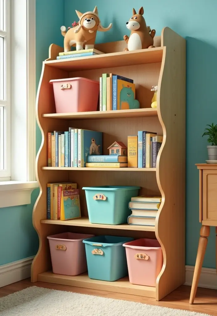 30 Kids Bedroom Shelving Ideas That Keep Things Cute & Organized - 19. Tall Bookcases with a Twist