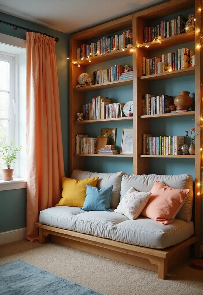 30 Kids Bedroom Shelving Ideas That Keep Things Cute & Organized - 6. Themed Book Nook