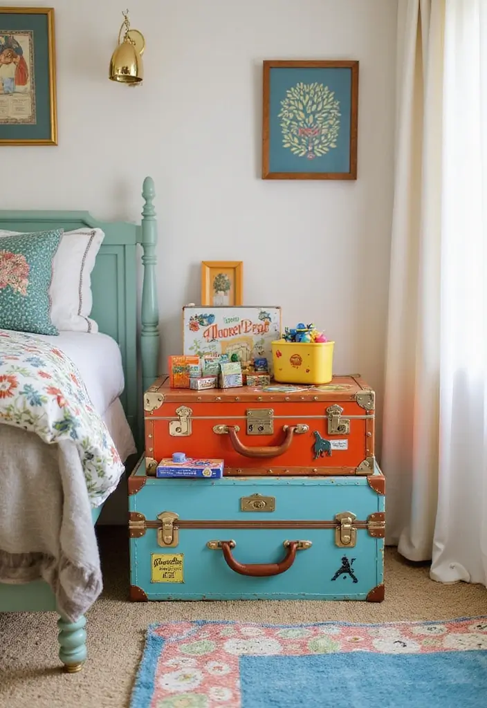 30 Kids Shared Bedroom Ideas That Are Functional and Fun - 13. Luggage Storage for Toys