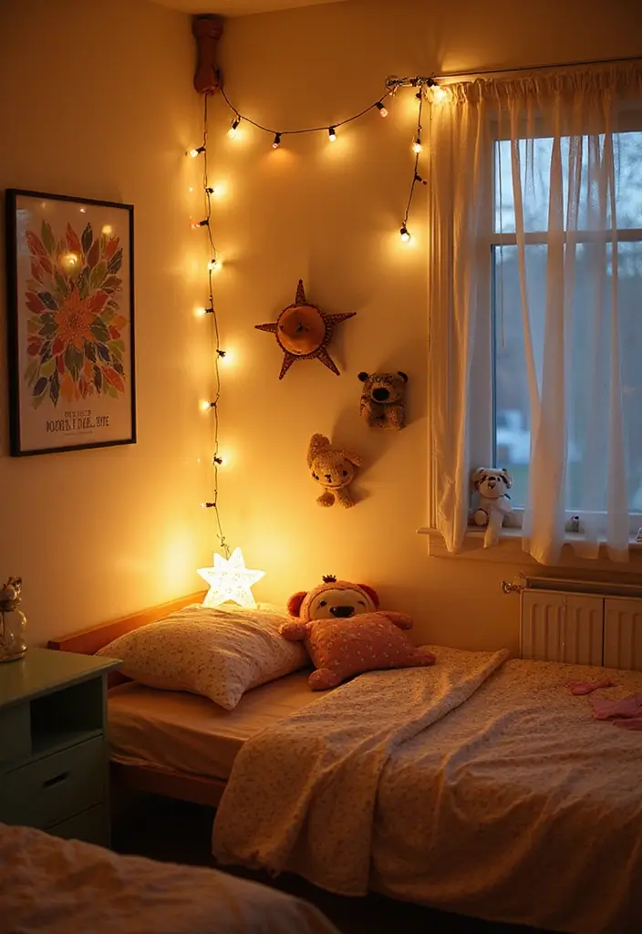 30 Kids Shared Bedroom Ideas That Are Functional and Fun - 17. Playful Lighting Fixtures