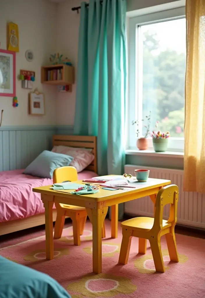 30 Kids Shared Bedroom Ideas That Are Functional and Fun - 18. Folding Play Tables