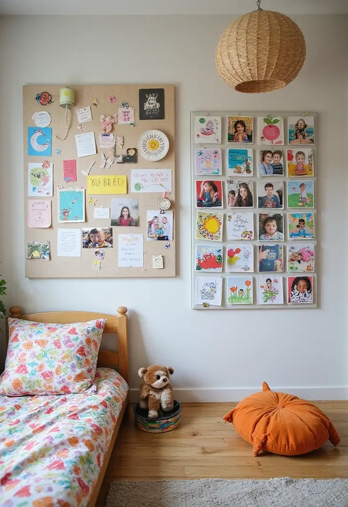 30 Kids Shared Bedroom Ideas That Are Functional and Fun - 20. Magnetic Board Displays
