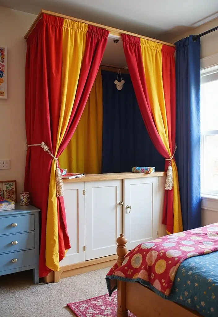 30 Kids Shared Bedroom Ideas That Are Functional and Fun - 22. DIY Puppet Theater