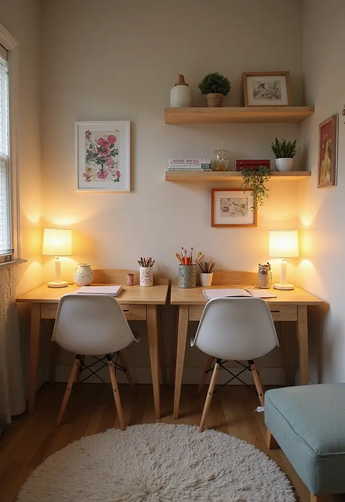 30 Kids Shared Bedroom Ideas That Are Functional and Fun - 4. Dual Desks for Homework Time