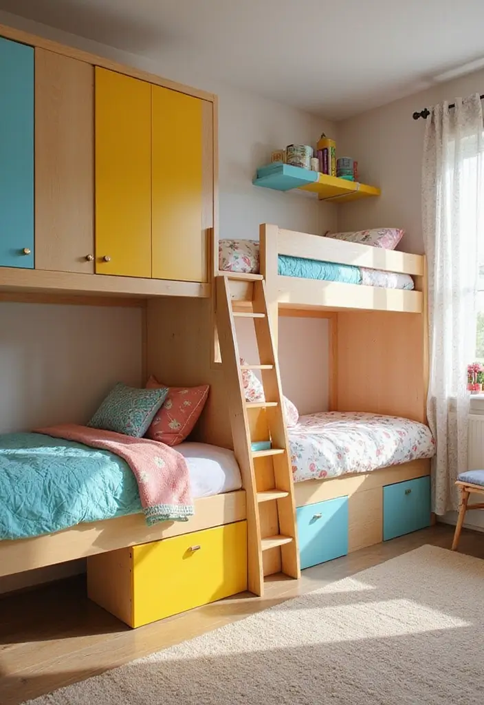 30 Kids Shared Bedroom Ideas That Are Functional and Fun - 6. Color-Coded Zones