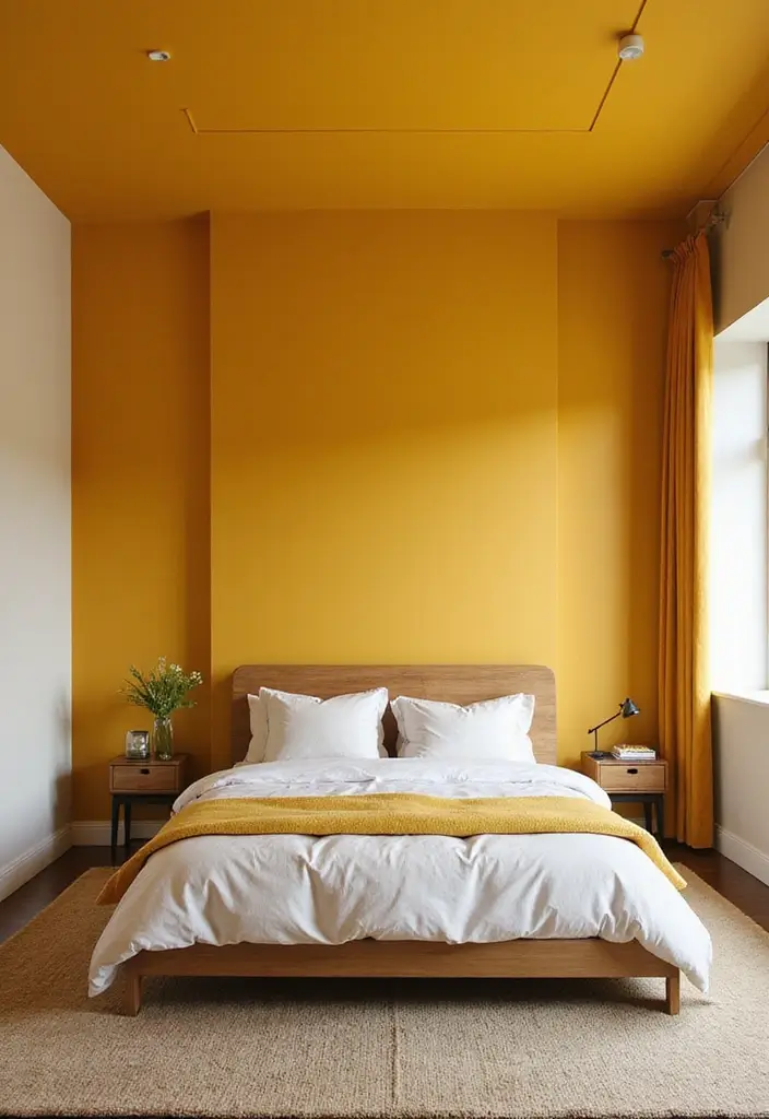 30 Mustard Yellow Bedroom Ideas That Add Cheerful Warmth - 16. Mustard Yellow Ceiling Ideas