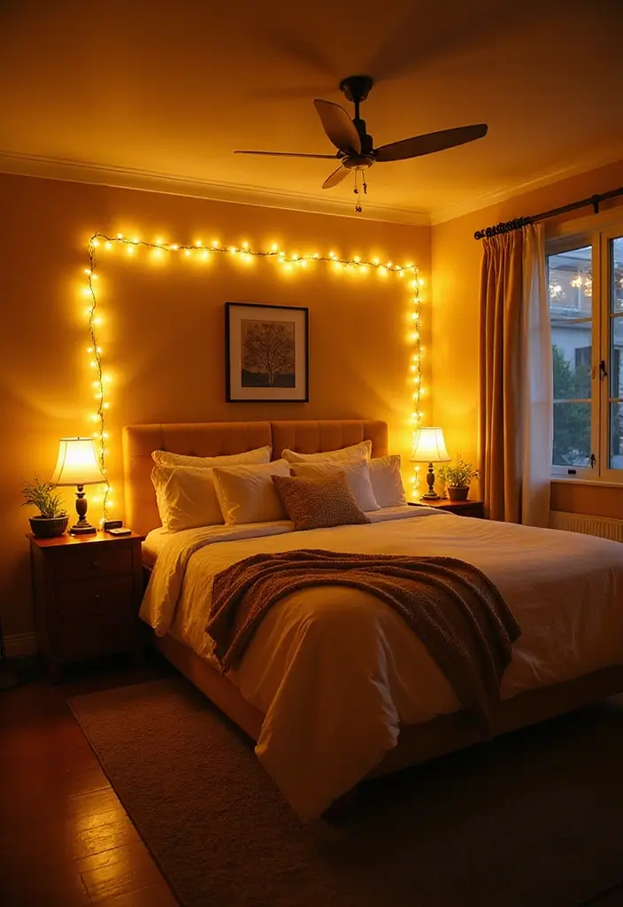 30 Mustard Yellow Bedroom Ideas That Add Cheerful Warmth - 23. Layered Lighting with Mustard