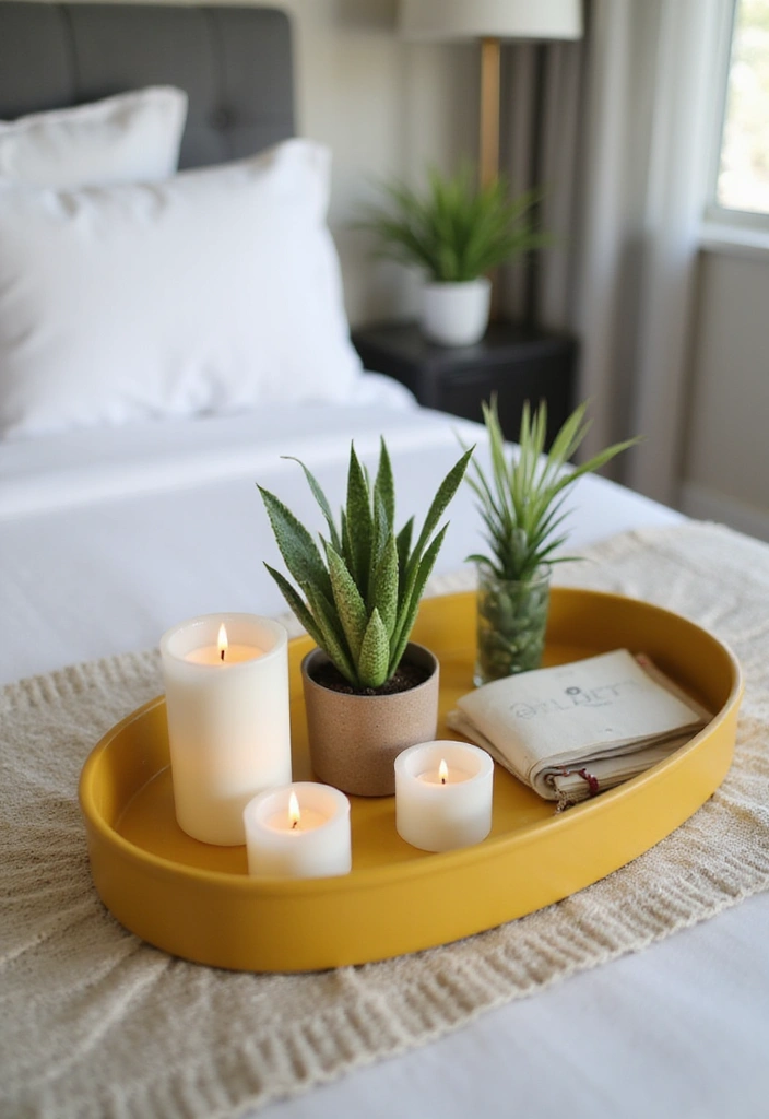 30 Mustard Yellow Bedroom Ideas That Add Cheerful Warmth - 25. Mustard Yellow Decorative Trays