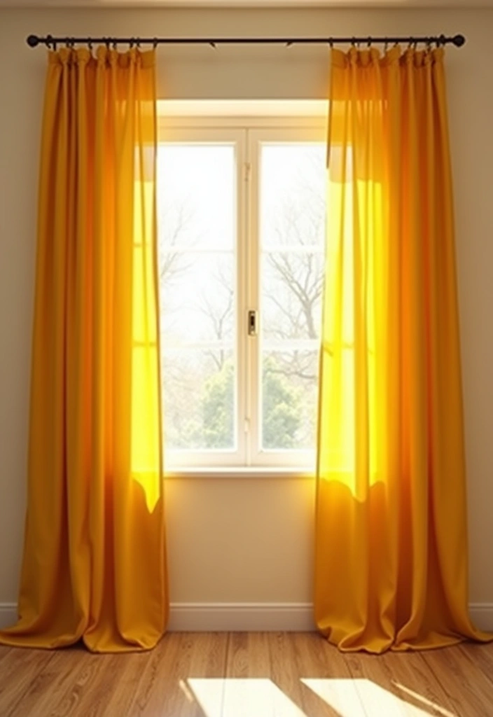 30 Mustard Yellow Bedroom Ideas That Add Cheerful Warmth - 3. Cheerful Mustard Curtains