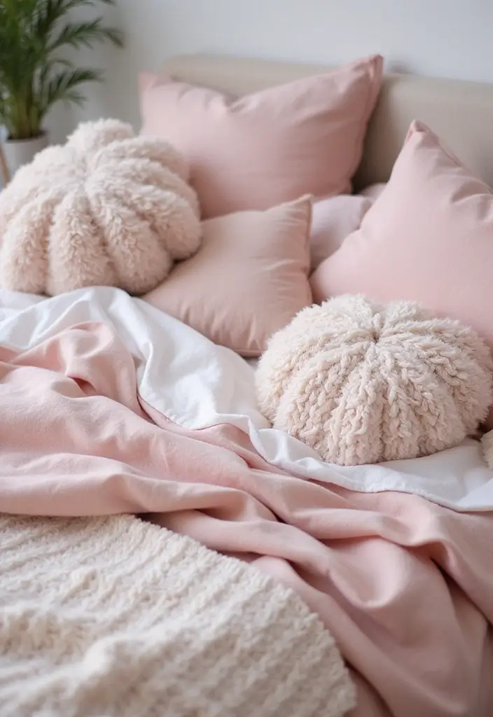 30 Pink Aesthetic Bedroom Ideas That Feel Sweet and Modern - 2. Cozy Bed Linens for a Snug Feel