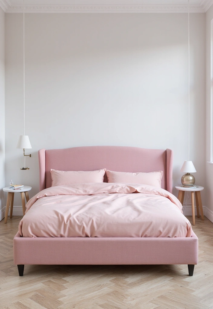 30 Pink Aesthetic Bedroom Ideas That Feel Sweet and Modern - 22. Pink Bed Frames to Elevate Your Space