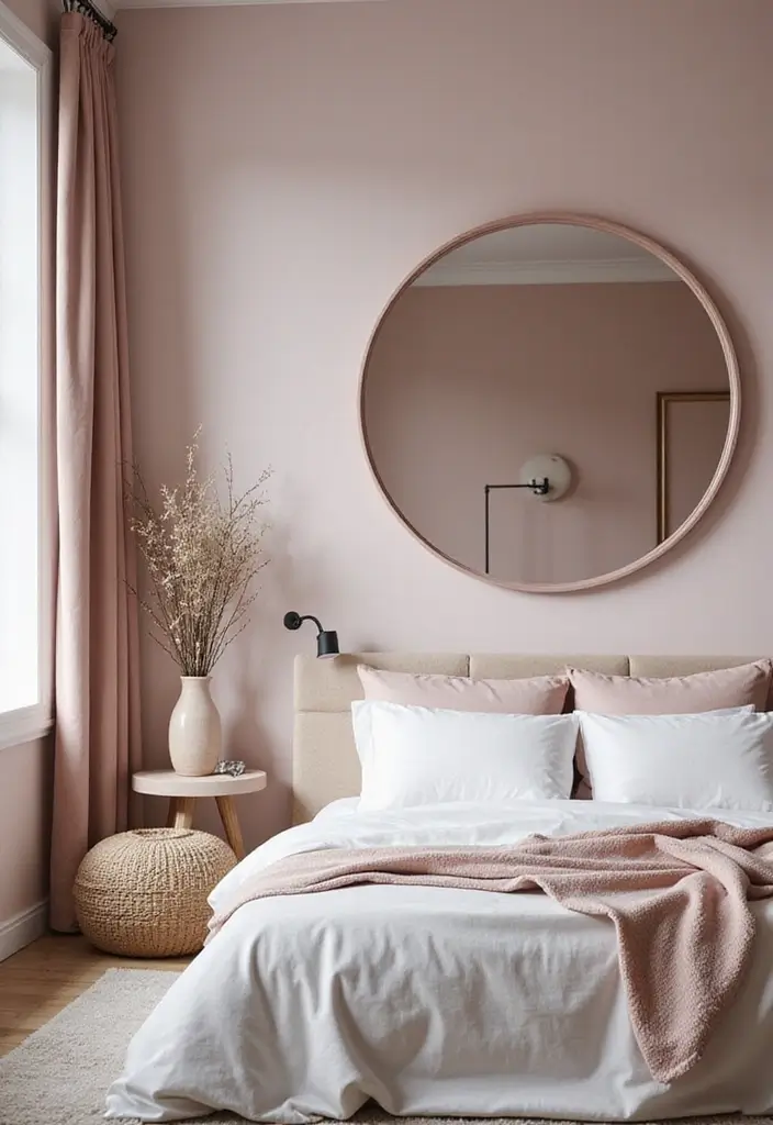 30 Pink Aesthetic Bedroom Ideas That Feel Sweet and Modern - 24. Pink Mirrors for Reflection