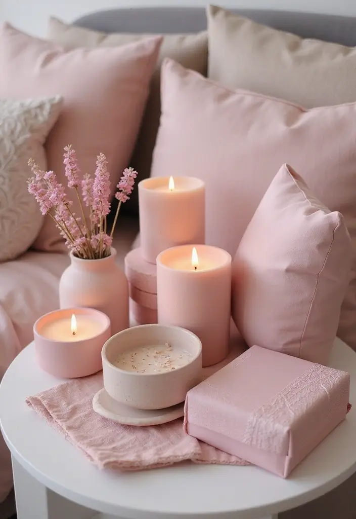 30 Pink Aesthetic Bedroom Ideas That Feel Sweet and Modern - 25. Pink Accessories for Daily Joy