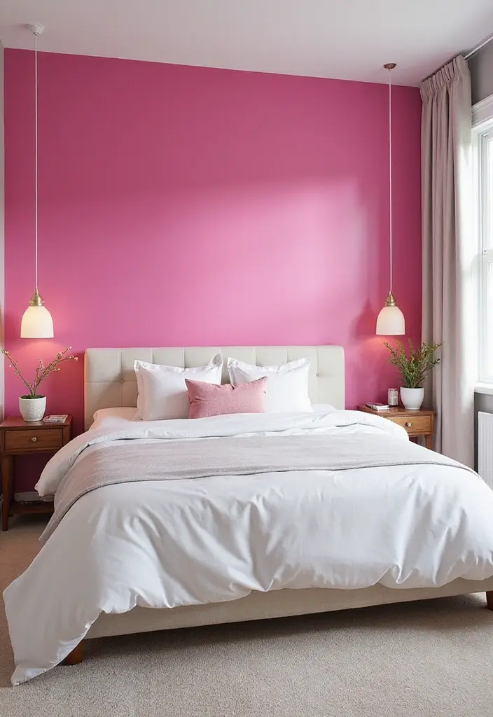 30 Pink Aesthetic Bedroom Ideas That Feel Sweet and Modern - 29. Pink Wallpaper Mural
