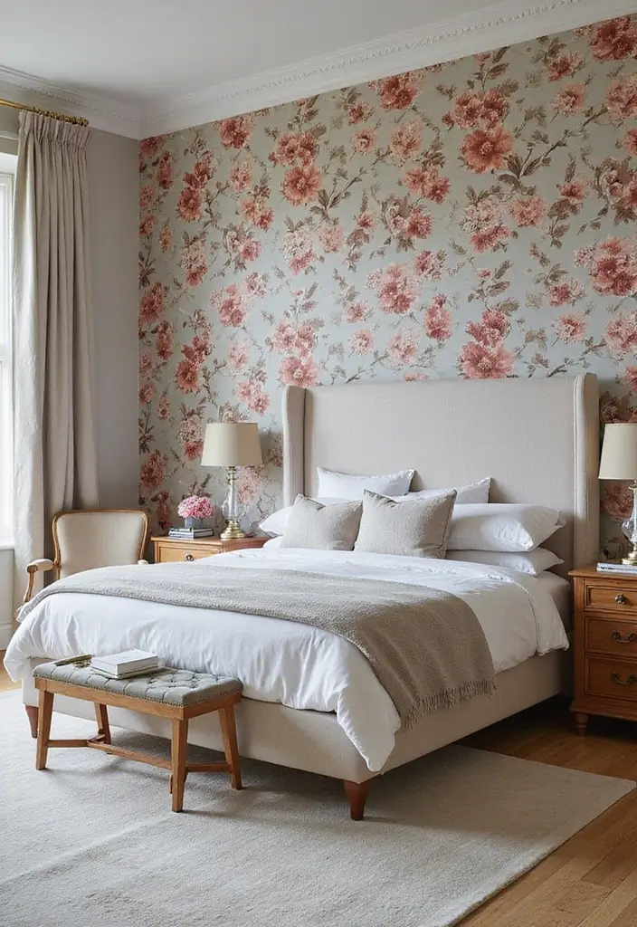 30 Pink Aesthetic Bedroom Ideas That Feel Sweet and Modern - 5. Pink Accent Walls with Wallpaper