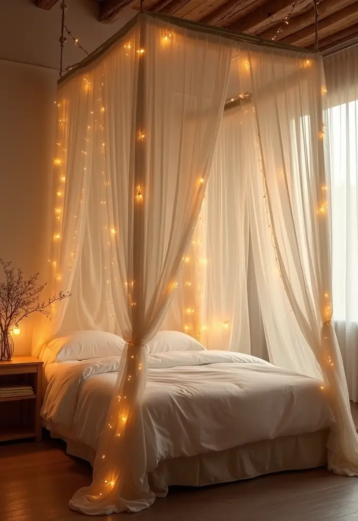 30 Renter Friendly Bedroom Ideas That Are Easy & Affordable - 13. Fabric Canopy