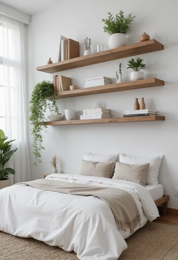 30 Renter Friendly Bedroom Ideas That Are Easy & Affordable - 2. Floating Shelves
