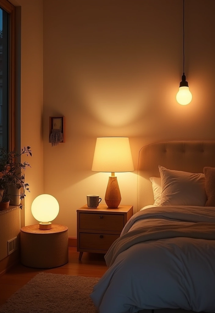 30 Renter Friendly Bedroom Ideas That Are Easy & Affordable - 27. Creative Lighting Solutions