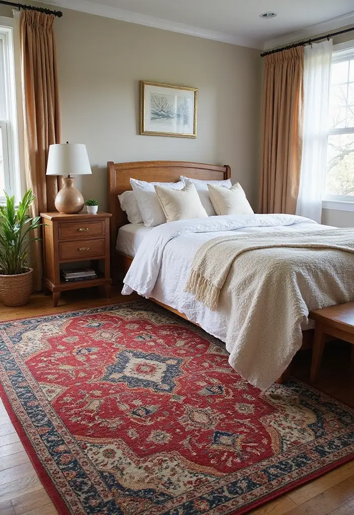30 Renter Friendly Bedroom Ideas That Are Easy & Affordable - 4. Area Rugs