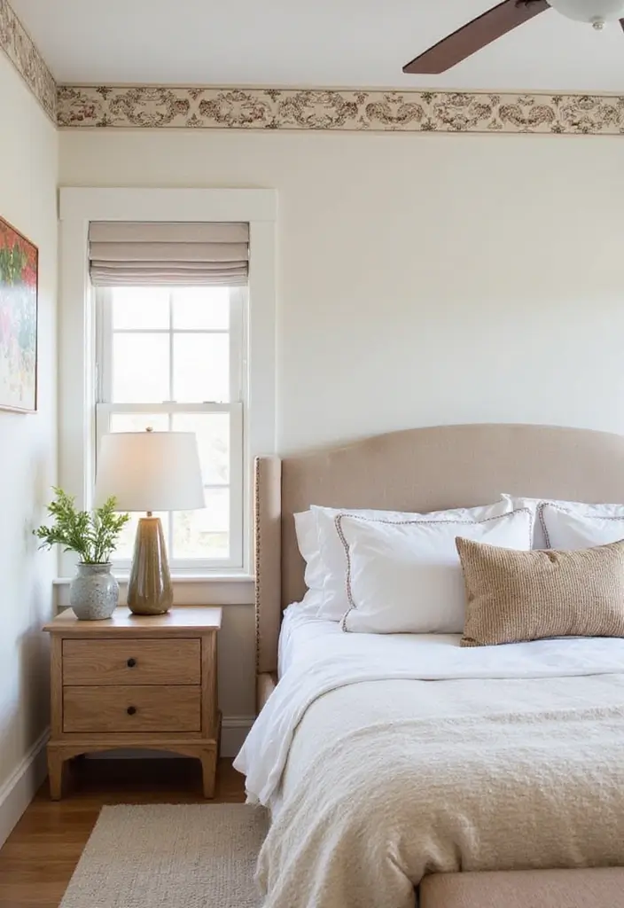 30 Renter Friendly Bedroom Ideas That Are Easy & Affordable - 6. Removable Wallpaper Borders