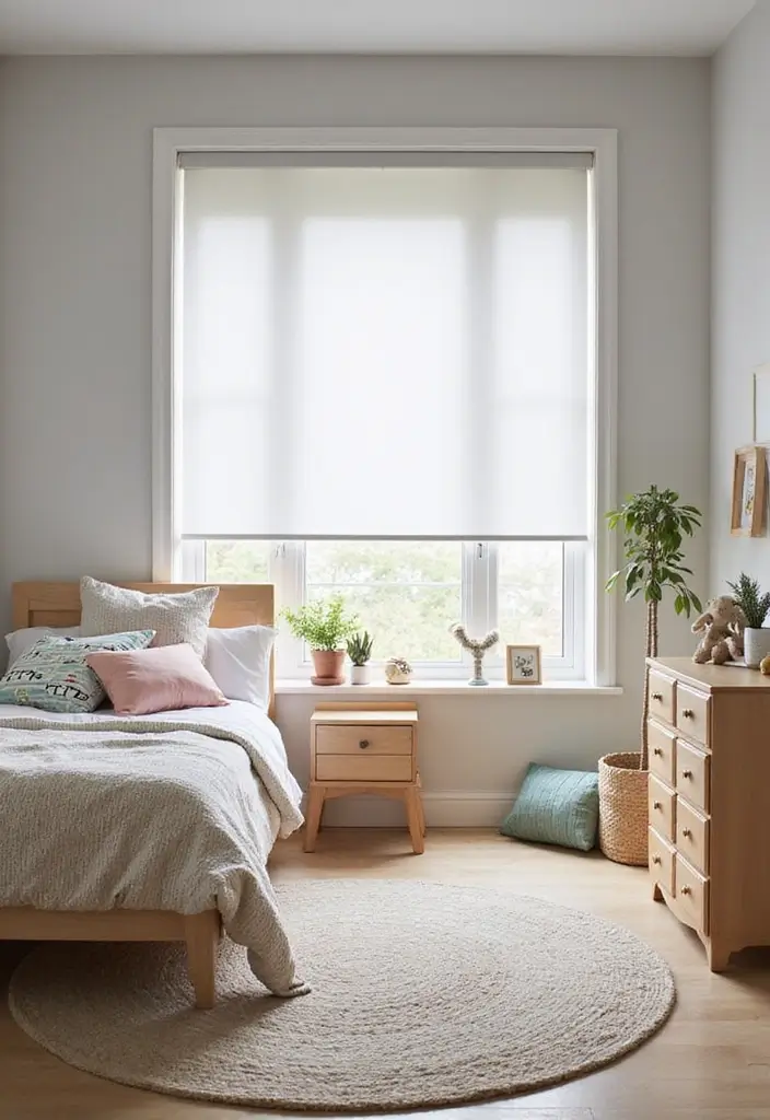 30 Room Divider Ideas for Kids Bedroom That Create Cozy Spaces - 17. Cordless Blinds for Visibility