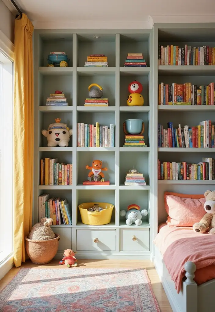 30 Room Divider Ideas for Kids Bedroom That Create Cozy Spaces - 3. Playful Bookshelf Partitions