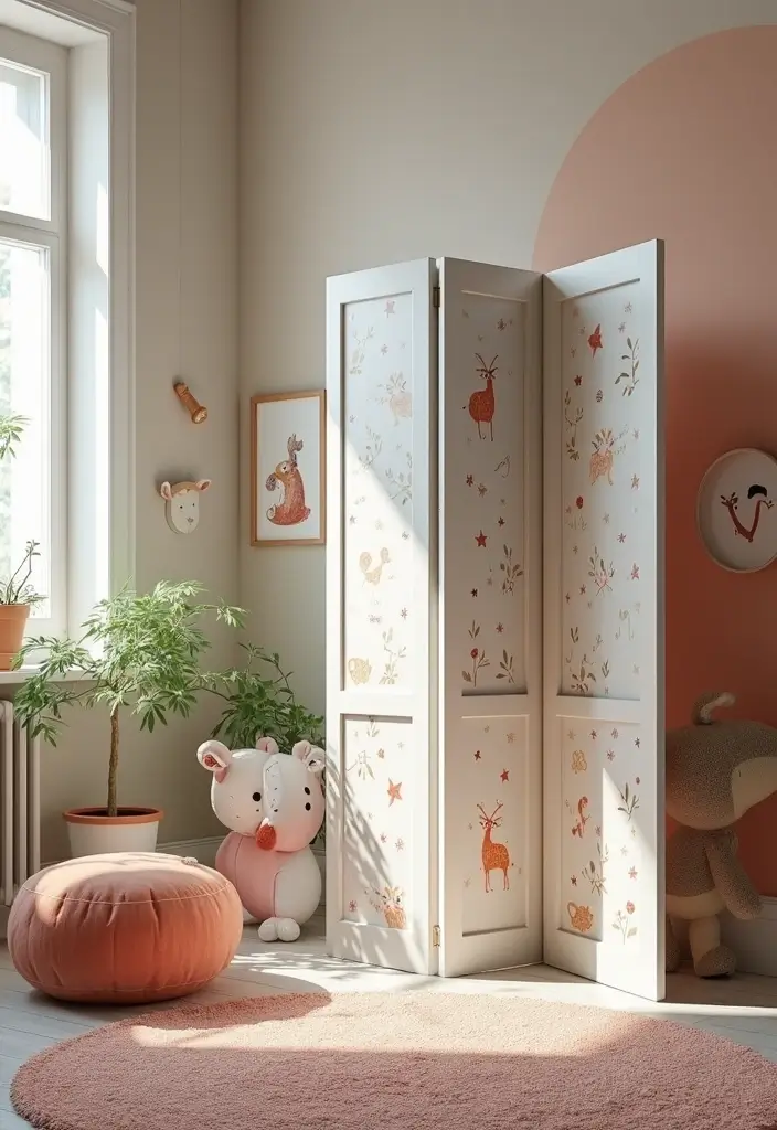 30 Room Divider Ideas for Kids Bedroom That Create Cozy Spaces - 9. Decorative Folding Screens