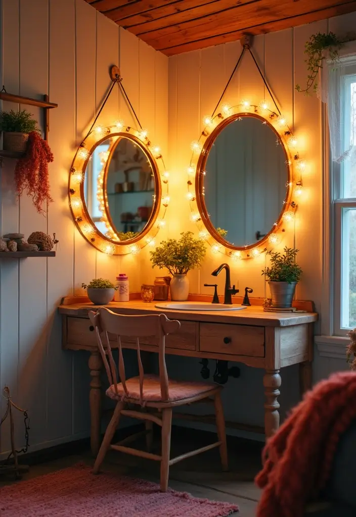 30 Rustic Vanity Ideas for an Earthy & Charming Bedroom - 11. Whimsical Rustic Vanity