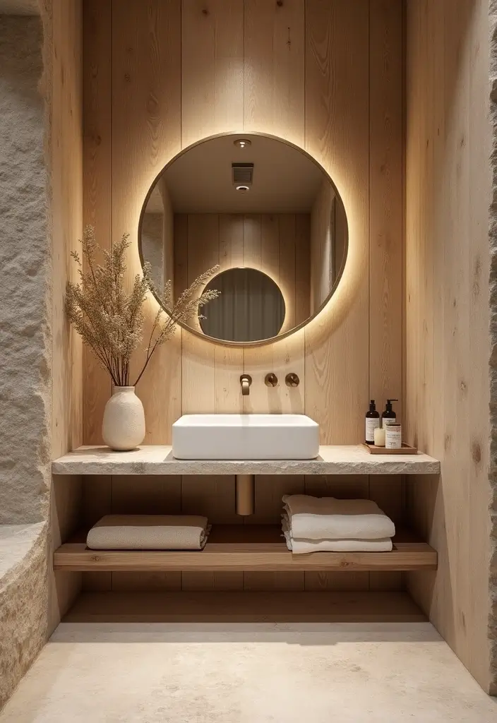 30 Rustic Vanity Ideas for an Earthy & Charming Bedroom - 17. Rustic Spa Vanity