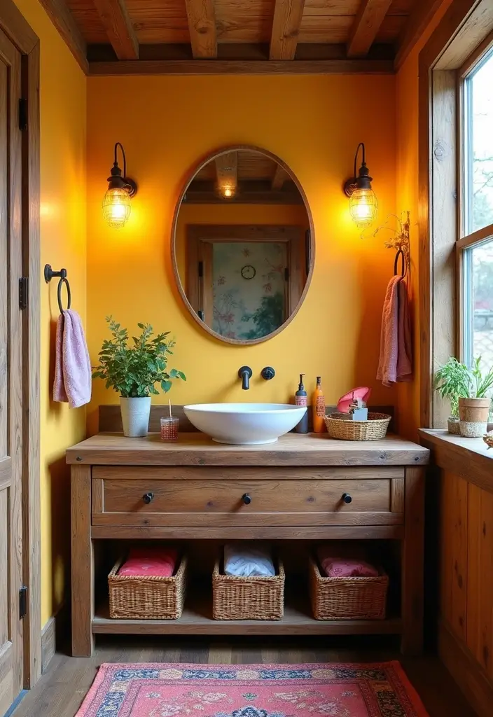 30 Rustic Vanity Ideas for an Earthy & Charming Bedroom - 30. Rustic Playful Design Vanity