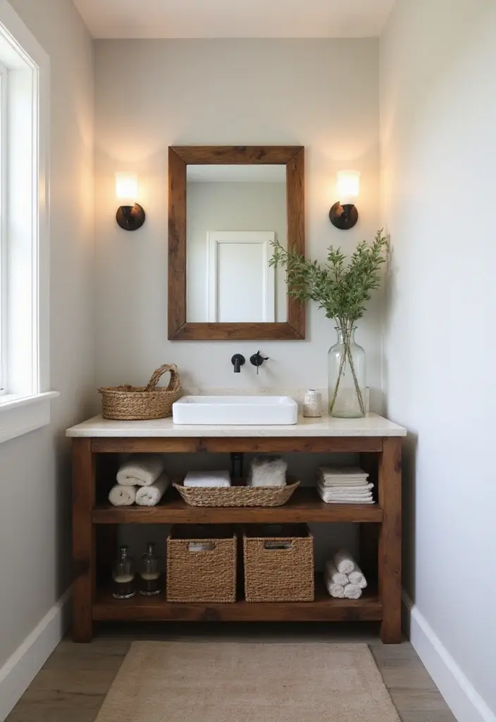 30 Rustic Vanity Ideas for an Earthy & Charming Bedroom - 8. Rustic Corner Vanity