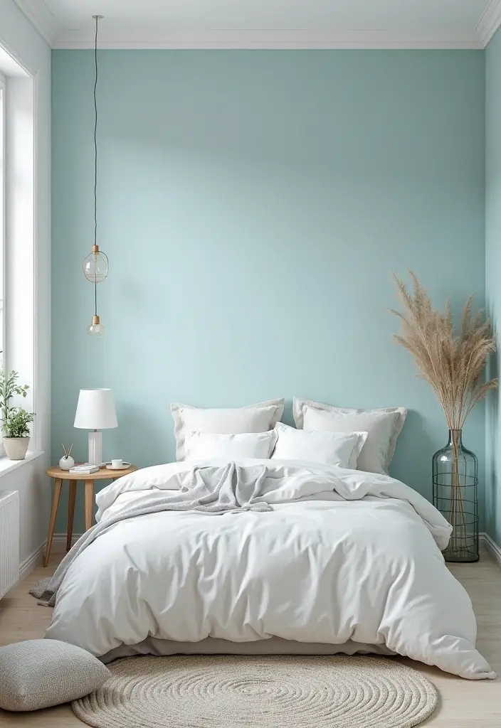 30 Sky Blue Room Ideas Bedroom That Bring Peaceful Energy - 1. Soft Sky Blue Walls with White Trim