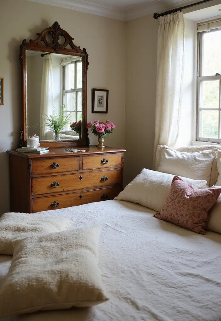 30 Sky Blue Room Ideas Bedroom That Bring Peaceful Energy - 19. Vintage Accents