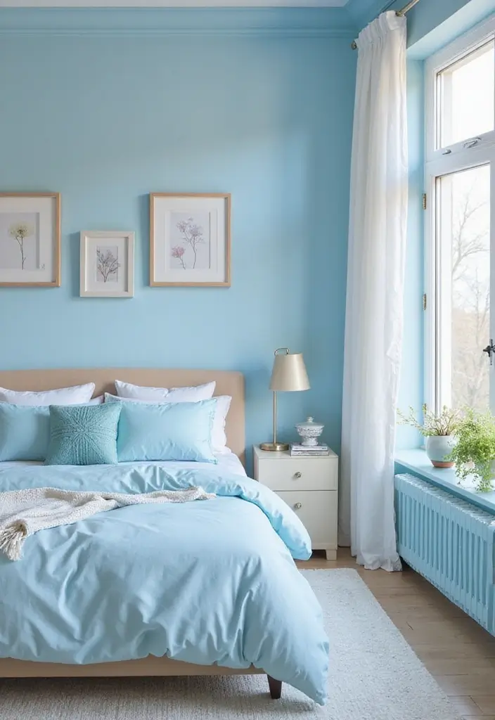 30 Sky Blue Room Ideas Bedroom That Bring Peaceful Energy - 22. Subtle Pastel Accents