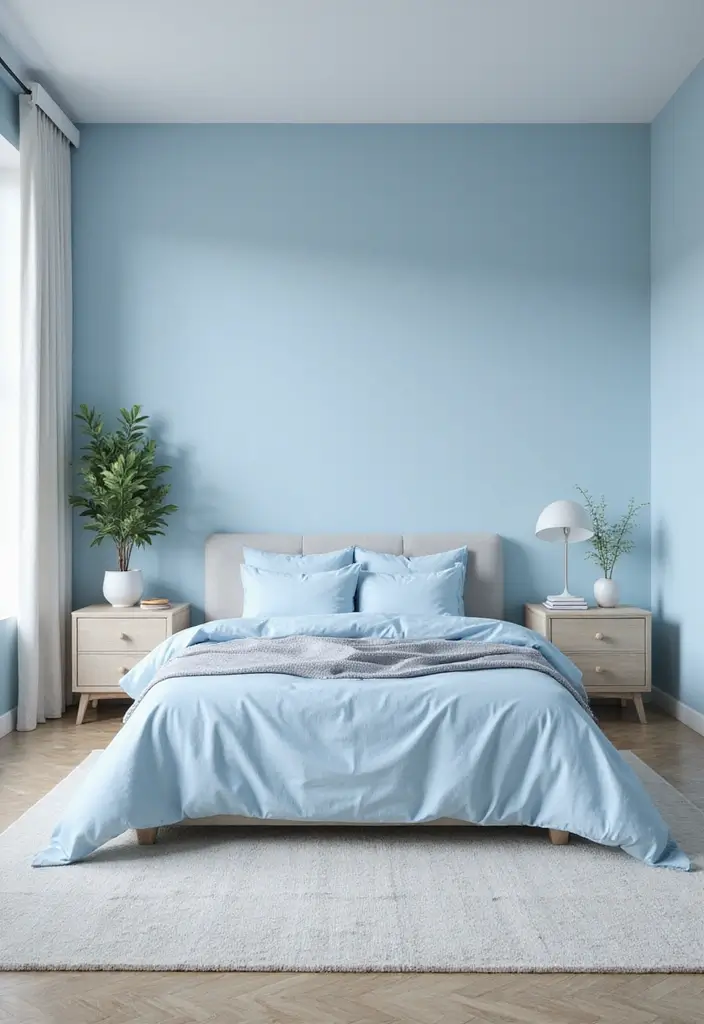 30 Sky Blue Room Ideas Bedroom That Bring Peaceful Energy - 23. Minimalist Decor