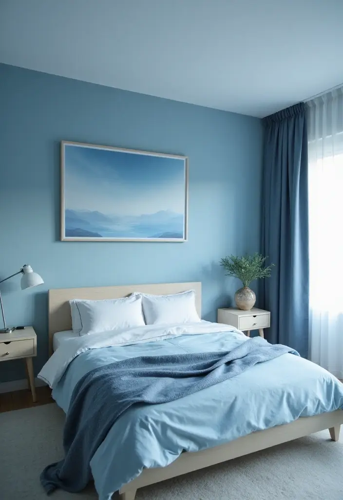 30 Sky Blue Room Ideas Bedroom That Bring Peaceful Energy - 25. Soft Color Gradients