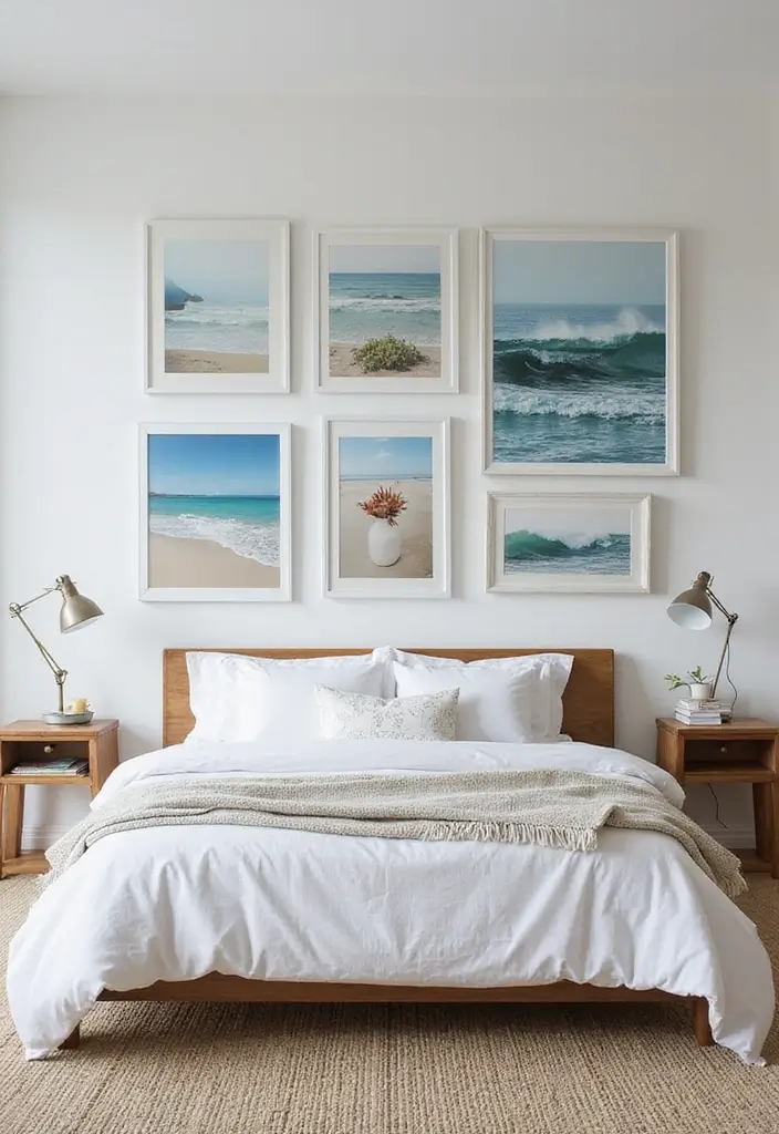 30 Sky Blue Room Ideas Bedroom That Bring Peaceful Energy - 5. Ocean-Inspired Art