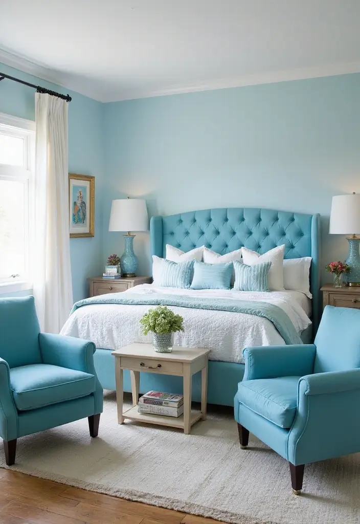 30 Sky Blue Room Ideas Bedroom That Bring Peaceful Energy - 6. Sky Blue Furniture