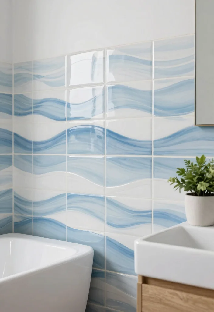 14 Bathroom Tile Texture Ideas That Add Dimension - 1. Wave Patterns for Fluidity 1