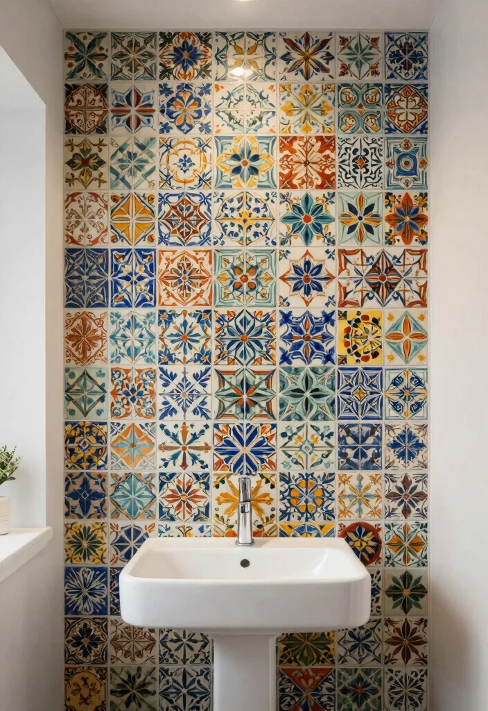 14 Bathroom Tile Texture Ideas That Add Dimension - 13. Encaustic Tiles for Artistic Flair 1