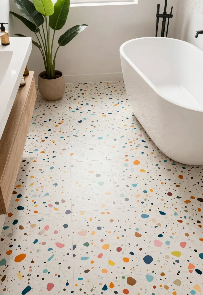 14 Bathroom Tile Texture Ideas That Add Dimension - 8. Terrazzo Tiles for Colorful Character 1