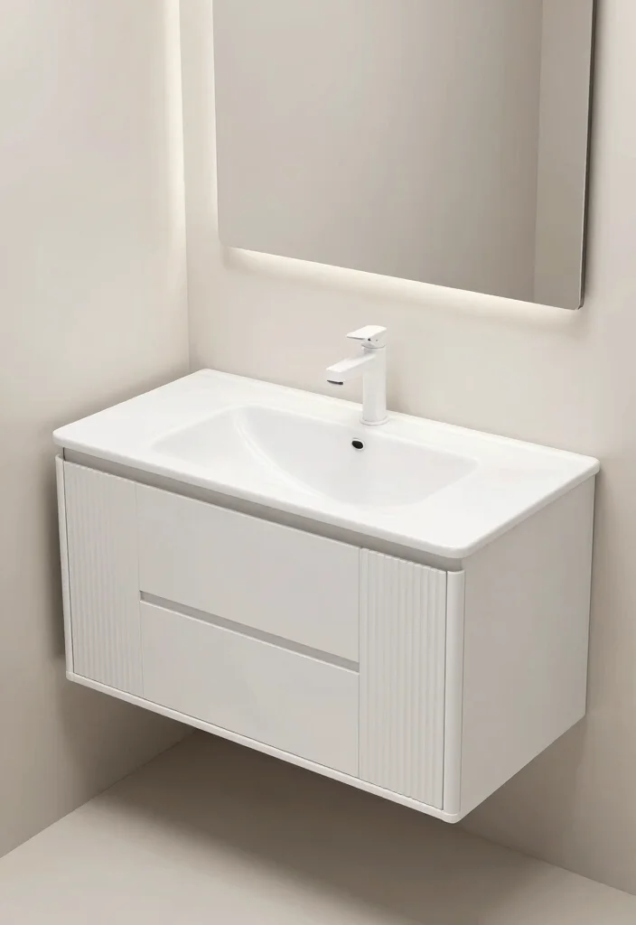 14 Fluted Bathroom Vanity Ideas With Elegant Texture - 10. Fluted Vanity with Integrated Sink 1