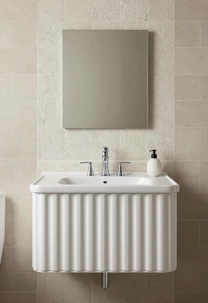 14 Fluted Bathroom Vanity Ideas With Elegant Texture - 11. Textured Tile Accents with Fluted Vanity 1