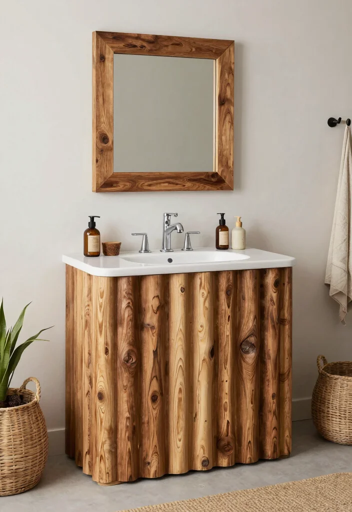14 Fluted Bathroom Vanity Ideas With Elegant Texture - 13. Eco-Friendly Fluted Vanity 1