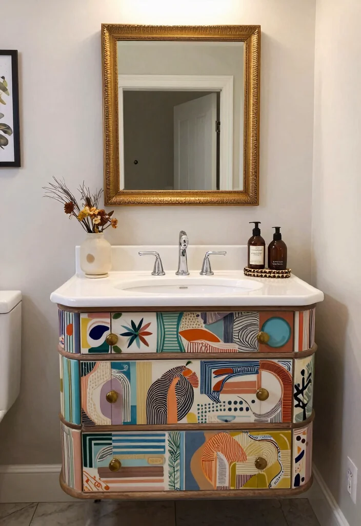 14 Fluted Bathroom Vanity Ideas With Elegant Texture - 14. Fluted Vanity with Artistic Touches 1